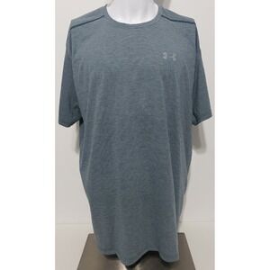 Under Armour HeatGear Fitted Shirt Mens 2XL‎ Short Sleeve Running Gray Striped